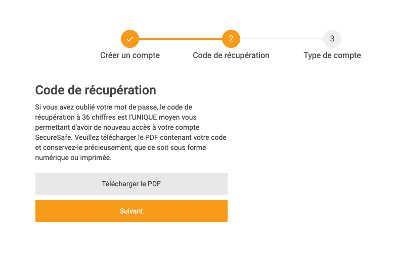 Télécharger le code de récupération